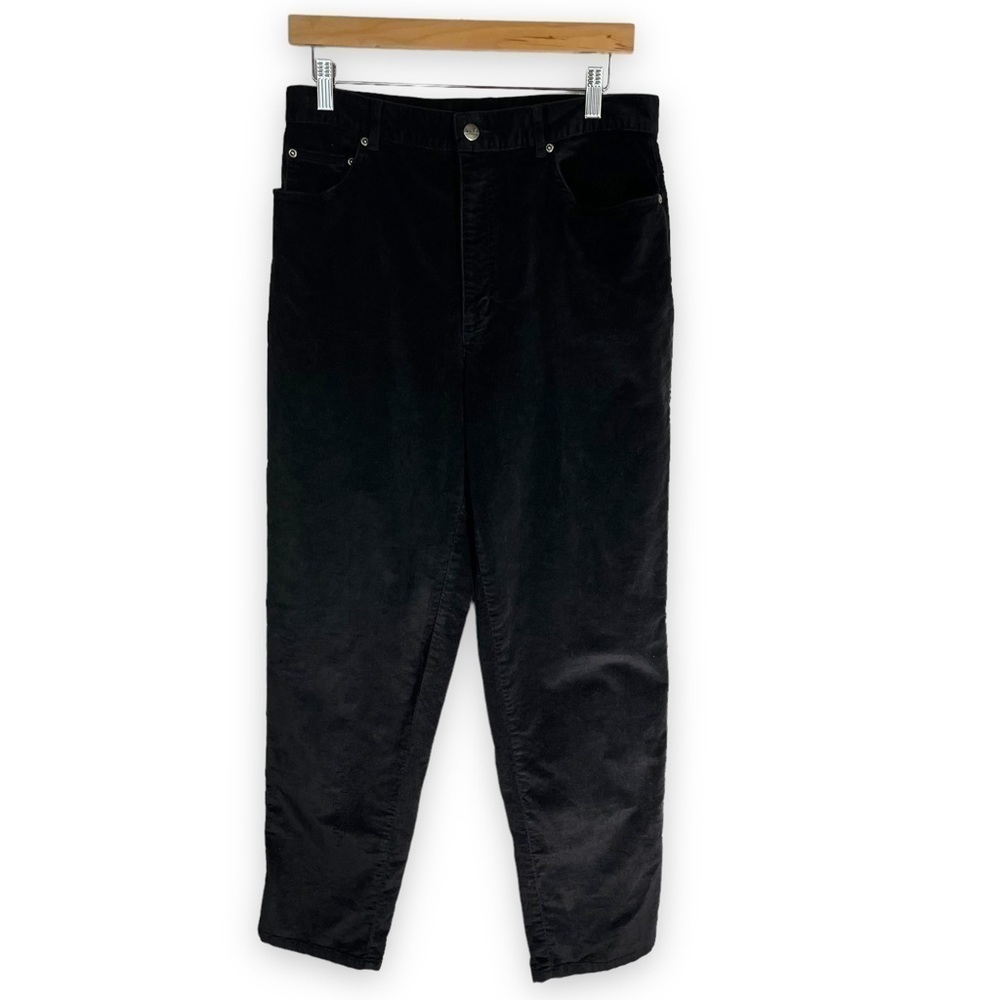 4 For $40 Sale! Ll Bean Vintage High Rise Velour Velvet Trousers, Black, Size 12